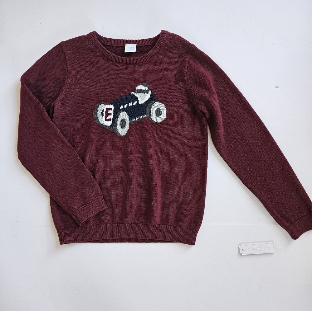 Edgehill Collection Burgundy Kids Sweater with Race Car Design 100% Cotton